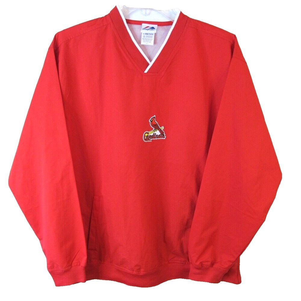 Majestic MLB St. Louis Cardinals V-Neck‎ Long Sleeve Pullover Wind Jacket